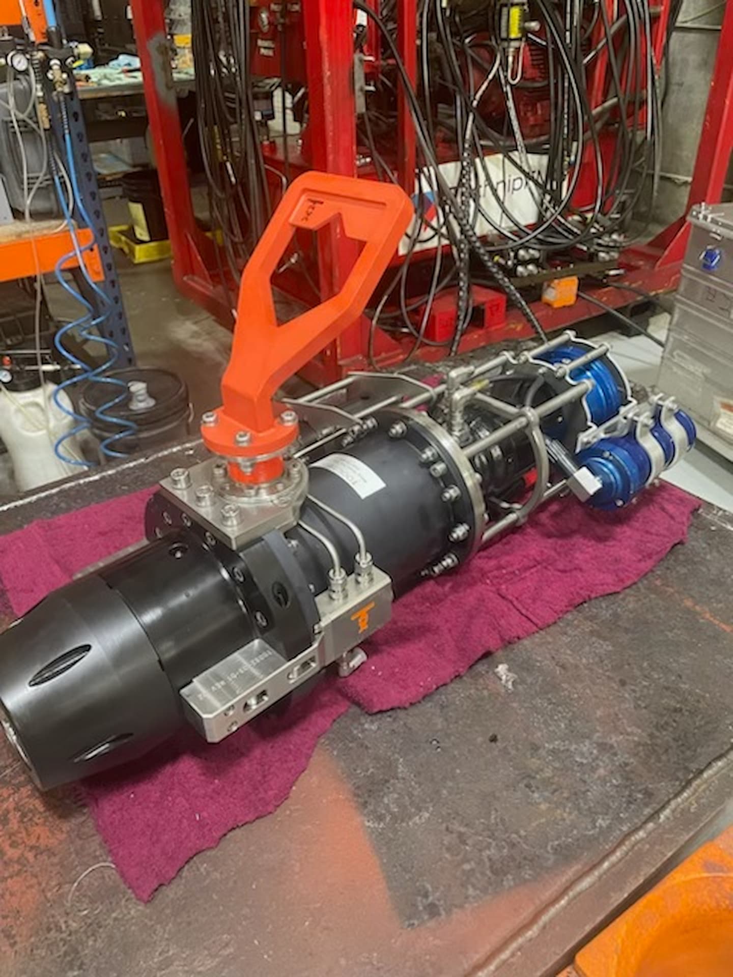 ToolTec Class 4 torque tool on the bench in the Subsea Americas shop