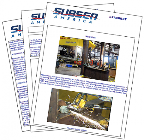 Fanned pages of the Subsea Americas Mock ROV data sheet